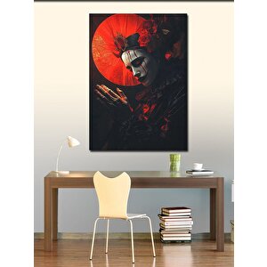 Kanvas Tablo Kırmızı Güneş Ve Kafatası 50x70 cm