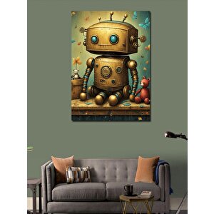 Kanvas Tablo Retro Robot 70x100 cm