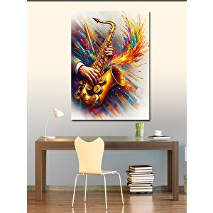 Kanvas Tablo Ateş Saksafon 100x140 cm