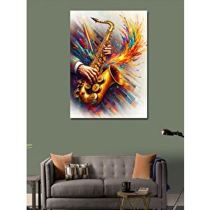 Kanvas Tablo Ateş Saksafon 50x70 cm