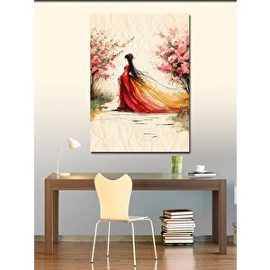 Kanvas Tablo Kırmızı Elbiseli Kadın 100x140 cm