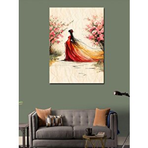 Kanvas Tablo Kırmızı Elbiseli Kadın 100x140 cm