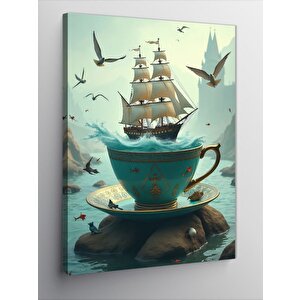 Kanvas Tablo Çaydanlık İçinde Gemi 50x70 cm