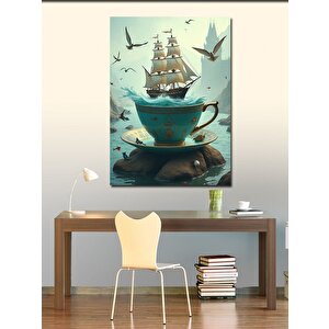 Kanvas Tablo Çaydanlık İçinde Gemi 50x70 cm