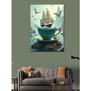 Kanvas Tablo Çaydanlık İçinde Gemi 50x70 cm