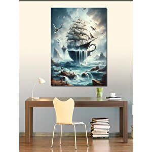 Kanvas Tablo Bulutlar Üzerinde Gemi 70x100 cm