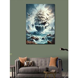 Kanvas Tablo Bulutlar Üzerinde Gemi 50x70 cm