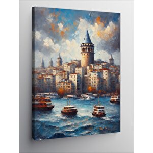 Kanvas Tablo Galata Kulesi Ve Sandallar 100x140 cm