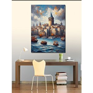 Kanvas Tablo Galata Kulesi Ve Sandallar 100x140 cm