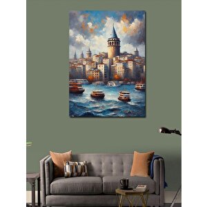 Kanvas Tablo Galata Kulesi Ve Sandallar 100x140 cm