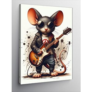 Kanvas Tablo Gitar Çalan Fare
