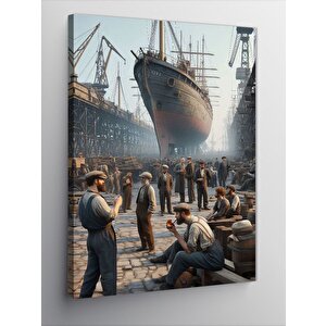 Kanvas Tablo İnşa Edilen Gemi 50x70 cm