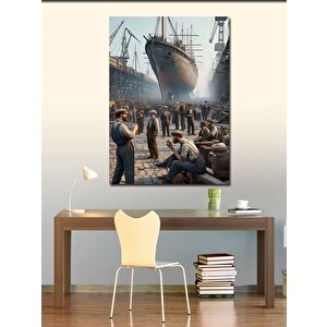 Kanvas Tablo İnşa Edilen Gemi 50x70 cm