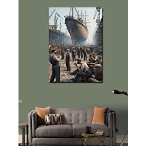 Kanvas Tablo İnşa Edilen Gemi 70x100 cm