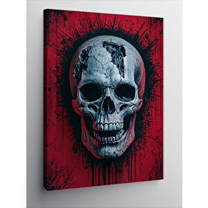 Kanvas Tablo Kırmızı Fon Ve Kurukafa 50x70 cm