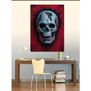 Kanvas Tablo Kırmızı Fon Ve Kurukafa 100x140 cm