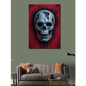 Kanvas Tablo Kırmızı Fon Ve Kurukafa 100x140 cm