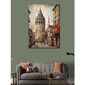 Kanvas Tablo Retro Galata Kulesi 100x140 cm