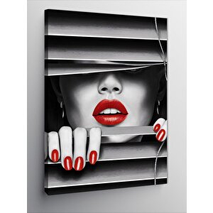 Kanvas Tablo Kırmızı Rujlu Kadın 70x100 cm