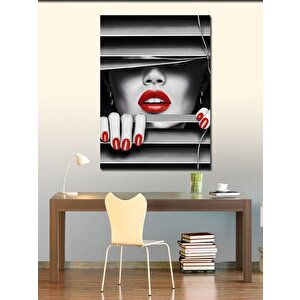 Kanvas Tablo Kırmızı Rujlu Kadın 70x100 cm