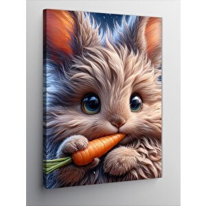 Kanvas Tablo Havuç Yiyen Yavru Tavşan 70x100 cm
