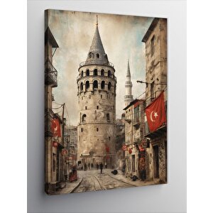 Kanvas Tablo Retro Galata Kulesi 70x100 cm