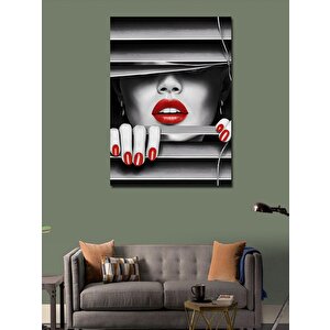 Kanvas Tablo Kırmızı Rujlu Kadın 50x70 cm