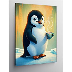 Kanvas Tablo Kahve İçen Penguen 70x100 cm