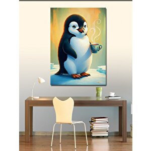 Kanvas Tablo Kahve İçen Penguen 70x100 cm