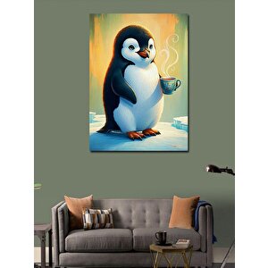 Kanvas Tablo Kahve İçen Penguen 70x100 cm
