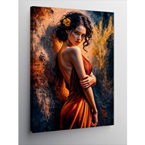 Kanvas Tablo Kırmızı Elbiseli Kadın 50x70 cm