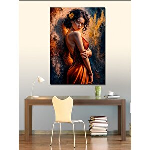 Kanvas Tablo Kırmızı Elbiseli Kadın 50x70 cm