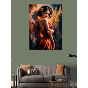 Kanvas Tablo Kırmızı Elbiseli Kadın 100x140 cm