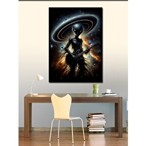 Kanvas Tablo Elektro Gitar Çalan Uzaylı 50x70 cm