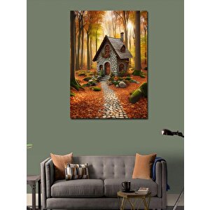 Kanvas Tablo Orman İçindeki Ev 100x140 cm