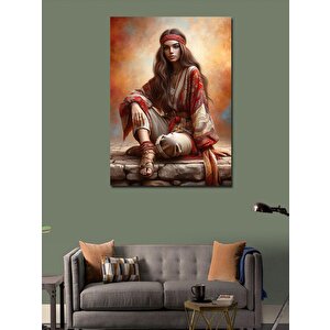 Kanvas Tablo Kırmızı Şallı Kadın 50x70 cm