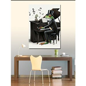 Kanvas Tablo Piyano Çalan Kurbağa 70x100 cm