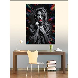 Kanvas Tablo Kırmızı Rujlu Kadın 70x100 cm