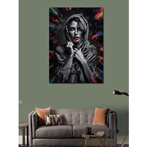 Kanvas Tablo Kırmızı Rujlu Kadın 70x100 cm
