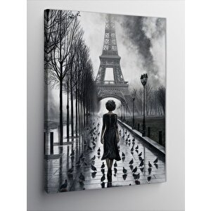 Kanvas Tablo Eiffel Kulesi Ve Kadın 50x70 cm