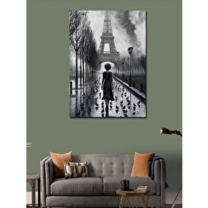 Kanvas Tablo Eiffel Kulesi Ve Kadın 50x70 cm