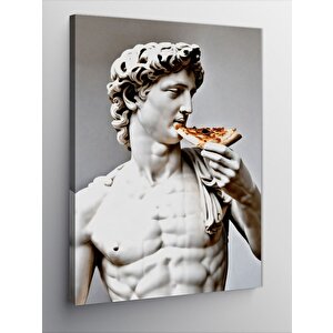 Kanvas Tablo David Heykelinin Pizza Yemesi 100x140 cm