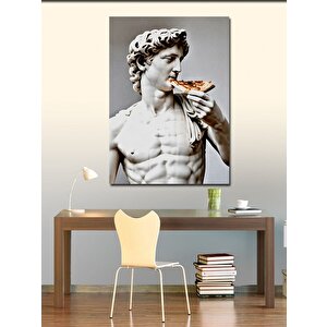 Kanvas Tablo David Heykelinin Pizza Yemesi 70x100 cm