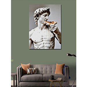 Kanvas Tablo David Heykelinin Pizza Yemesi 70x100 cm