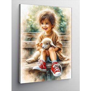 Kanvas Tablo Kuzulu Çocuk 50x70 cm