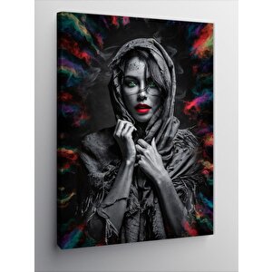 Kanvas Tablo Kırmızı Rujlu Kadın 50x70 cm