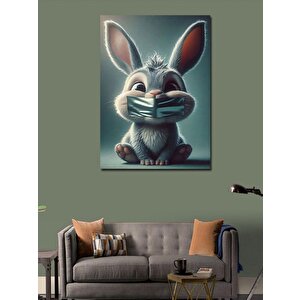 Kanvas Tablo Ağzı Bantlı Tavşan 70x100 cm