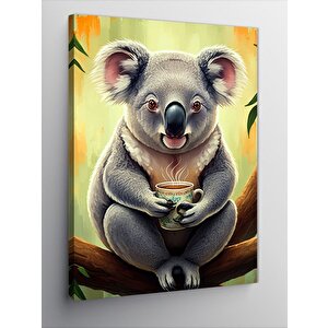 Kanvas Tablo Kahve İçen Koala 100x140 cm