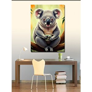 Kanvas Tablo Kahve İçen Koala 100x140 cm