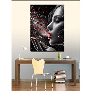Kanvas Tablo Kırmızı Rujlu Kadın 50x70 cm